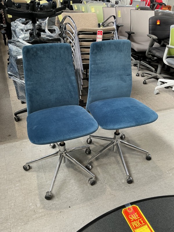Office Chair in Blue Suede Finish / Mid Back with Swivel base / Kori Model