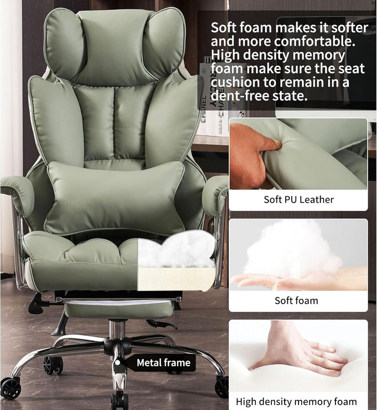 Efomao Big and Tall Office Chair 400Lbs - Executive Office Chairs with Footrest, gallery