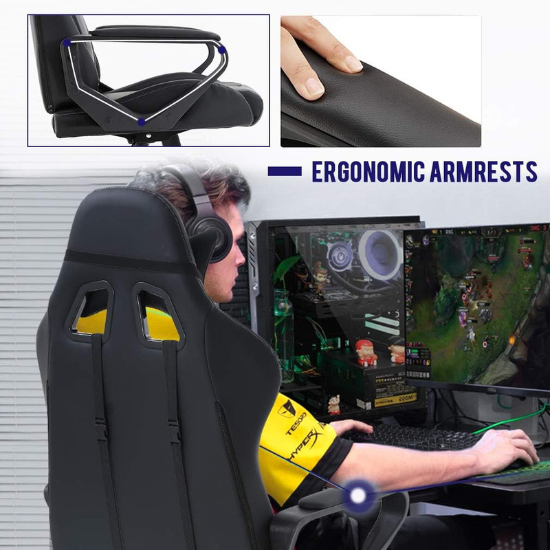 High-Back Gaming Chair PC Office Chair Computer Racing Chair PU Desk Task Chair gallery
