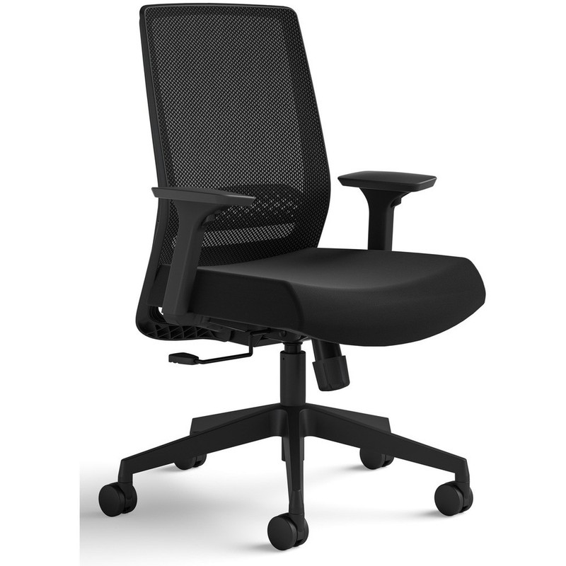 Safco Medina Basic Task Chair – 5-star Base – Black – Armrest – 1 Each Safco