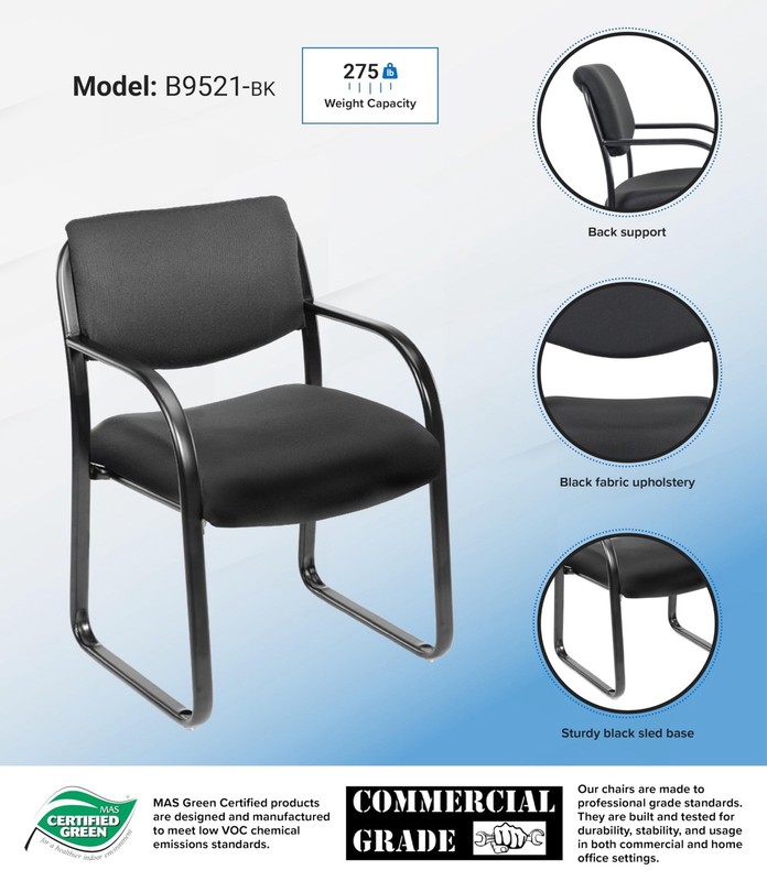 Boss Office Products Fabric Guest Chair in Black 22.5D x 21W x 33H in gallery