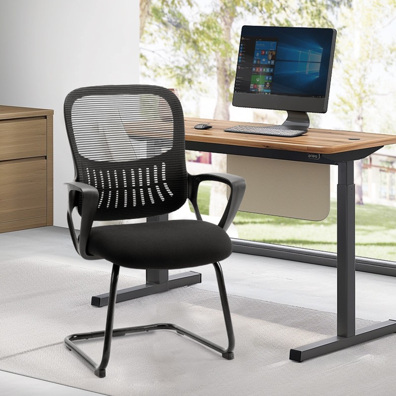 Office Chair with Lumbar Support No Wheels, Stationary Mesh Mid Back Chairs gallery