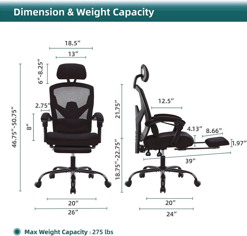 High Back Mesh Computer Chair w/ Lumbar Support Home Office Ergonomic Game Chair gallery