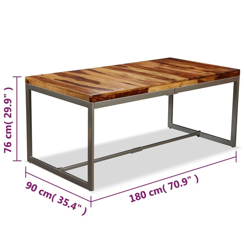 Dining Table Kitchen Wooden Dinner Table Solid Acacia Wood and Steel vidaXL gallery