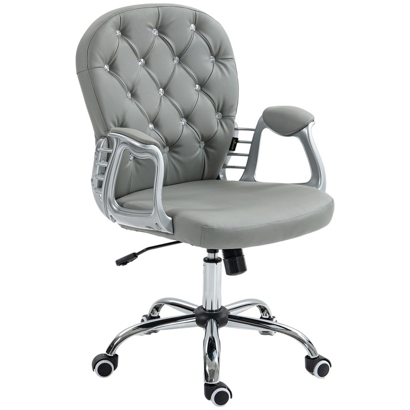 PU Leather Office Chair with Tufted Back and Swivel Base