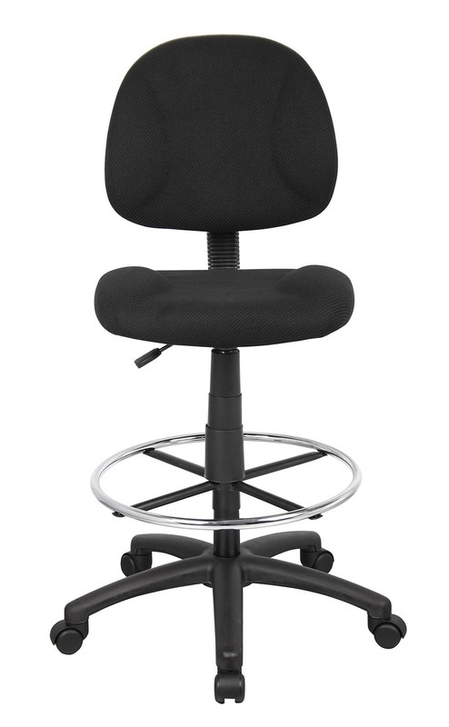 Bowery Hill Contemporary Fabric Drafting Stool with Loop Arms in Gray gallery