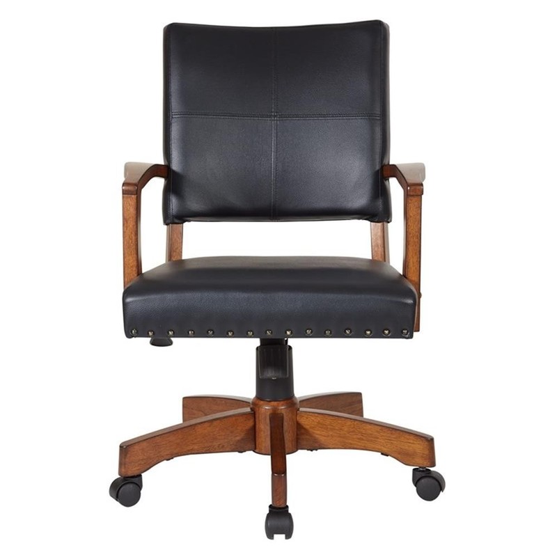 Pemberley Row Faux Leather Black Bankers Chair Rectangular Comfortable Padded... gallery