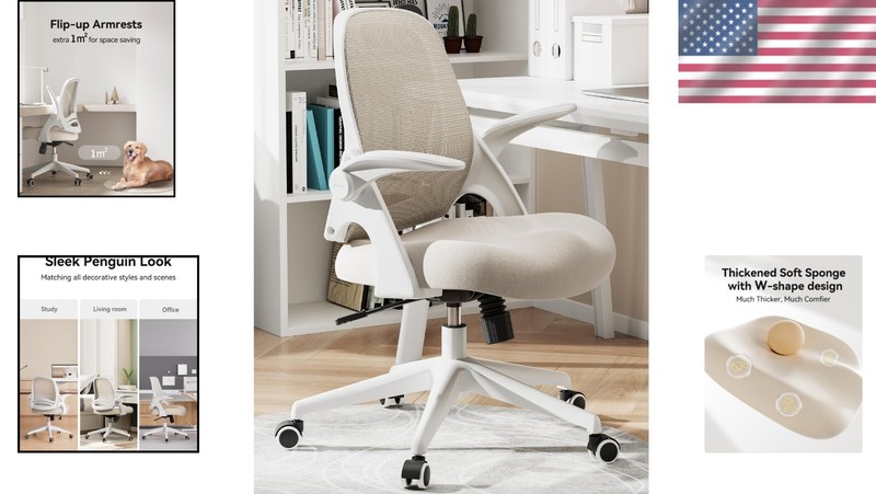 Stylish Penguin Design Desk Chair with Memory Foam Cushion and Mesh Backrest gallery