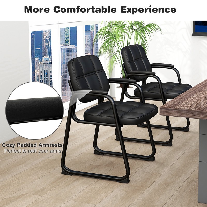 Waiting Room Chair Set of 6 Upholstered Guest Conference Chair w/ Armrest gallery