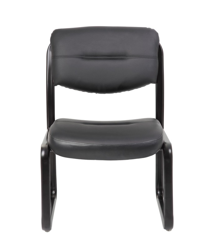 Boss Office Products B9539 Leather Sled Base Side Chair in Black, 250 gallery