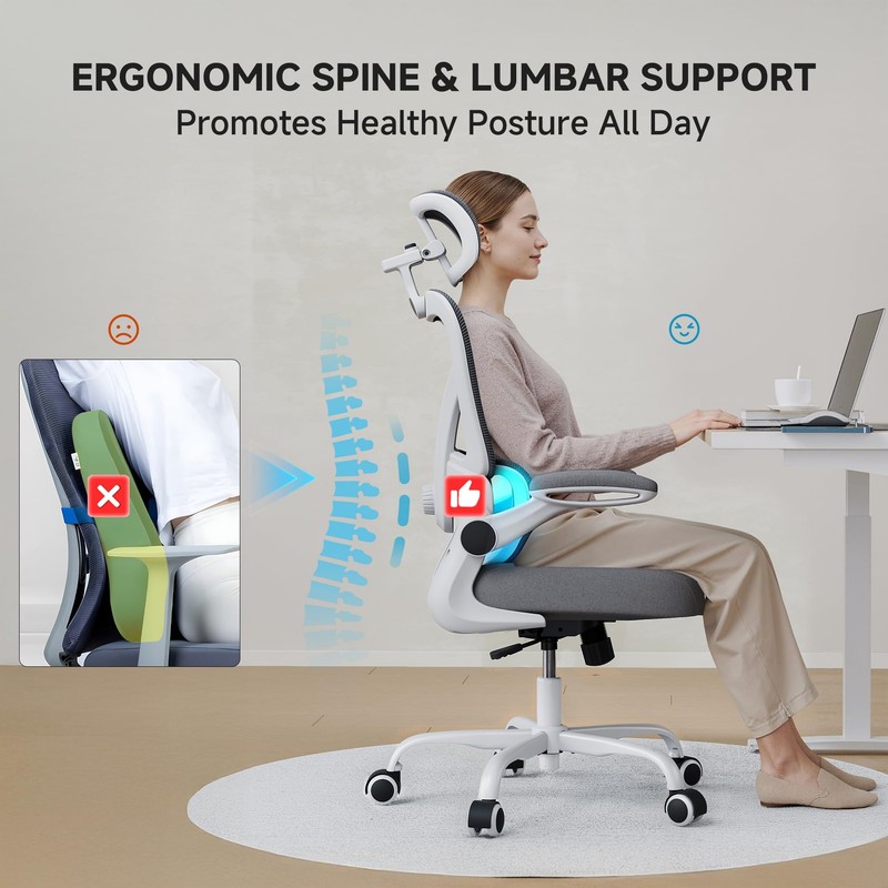 Ergonomic Office Chair, 330LBS Desk Chair with 3-Level Lumbar Support & Headr... gallery