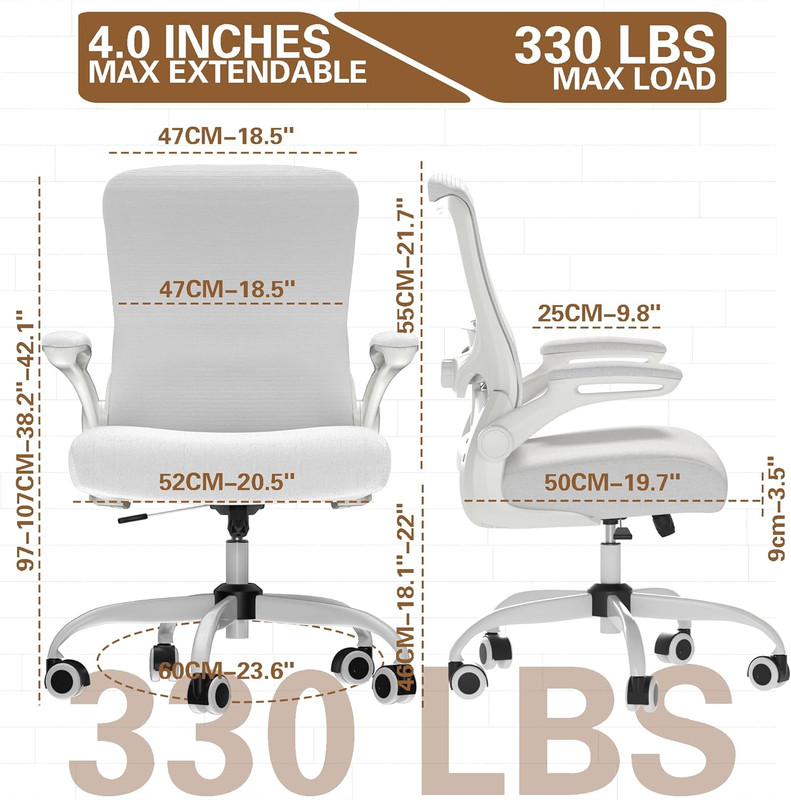 Ergonomic Office Chair - High Back Desk Chair with Adjustable Lumbar Support, Br gallery