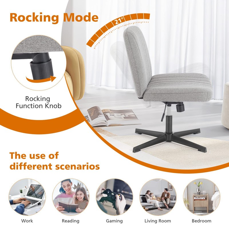 Criss Cross Chair Legged, Armless Office Swivel Desk Chairs No Wheels, Vanity... gallery
