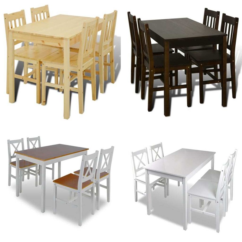 Dining Table and Chair Dining Set Dinner Table with 4 Chairs Natural vidaXL