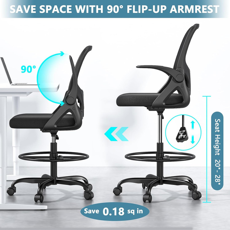 Drafting Chair Tall Office Chair, Ergonomic Standing Desk Chair with Adjustable gallery