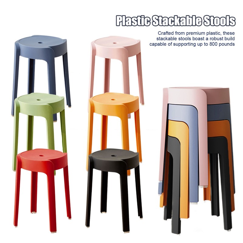 6PCS Plastic Bar Stacking Stools For Kids Students Classroom Home 330lbs Load gallery