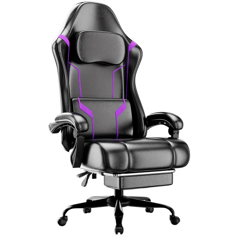 Ergonomic Gaming Chair, Video Game Chair with Pocket Spring Cushion and Footrest