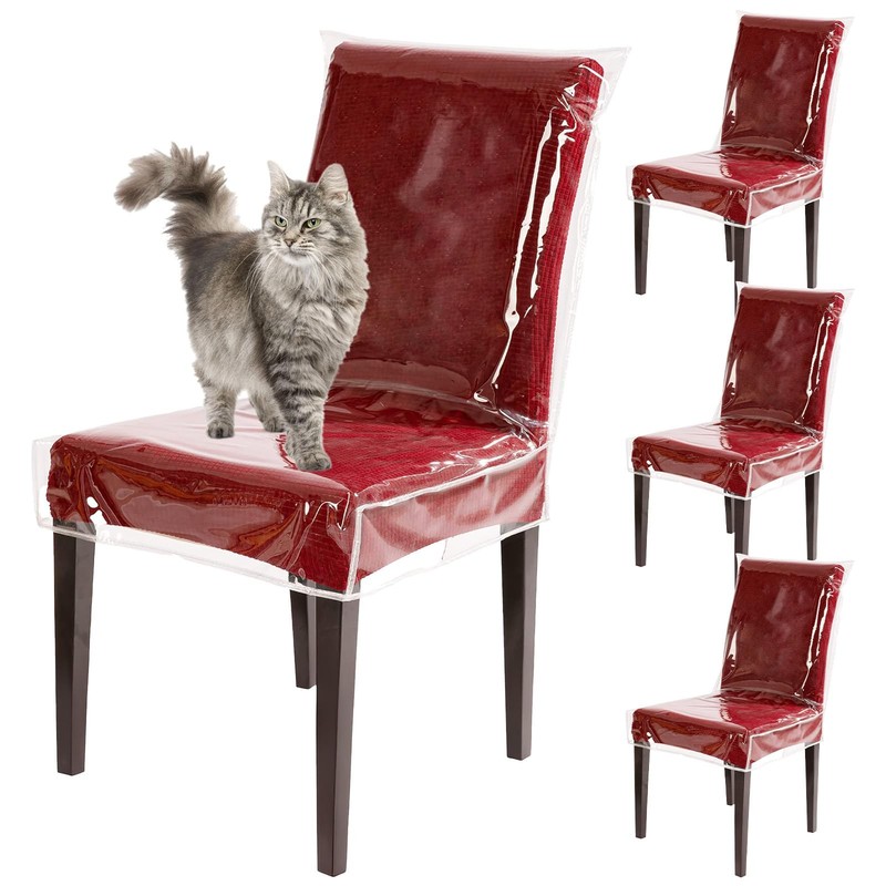 Plastic Chair Covers for Dining Chairs, 4 Pack W/21 x D/18 Inch Clear