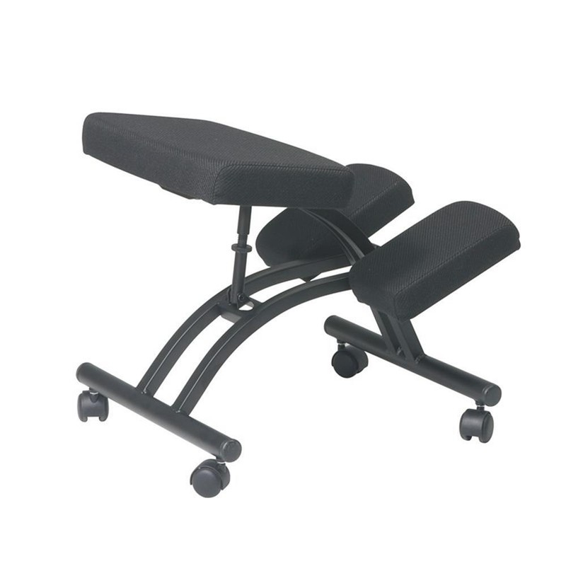 Ergonomically Designed Knee Chair with Memory Foam in Black and Metal Frame