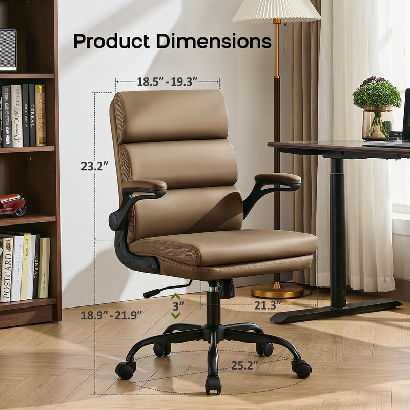 Office Chair Adjustable Desk Chair Mid Back Executive Comfortable Bonded Leather gallery