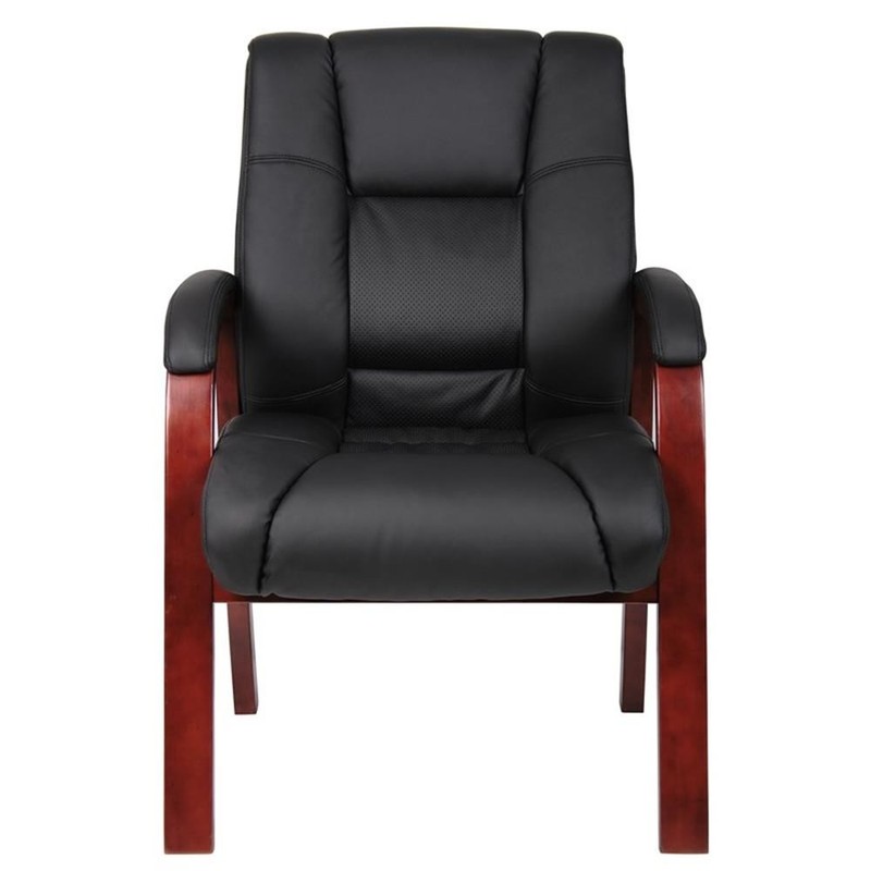 Scranton & Co Mid Back CaressoftPlus Guest Chair with Cherry Wood Finish gallery
