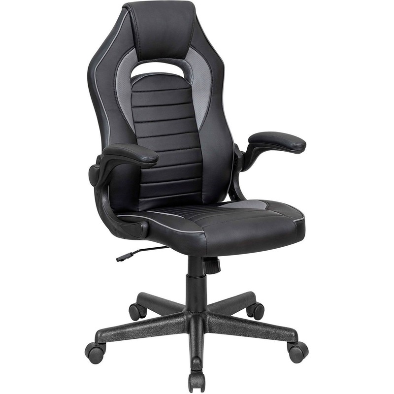 Racing/Gaming Chair Mid Back Synthetic Leather Black/Gray