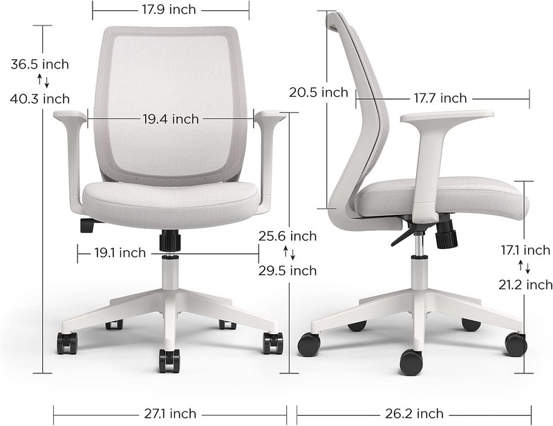 Staples Essentials Ergonomic Fabric Swivel Task Chair, Gray gallery
