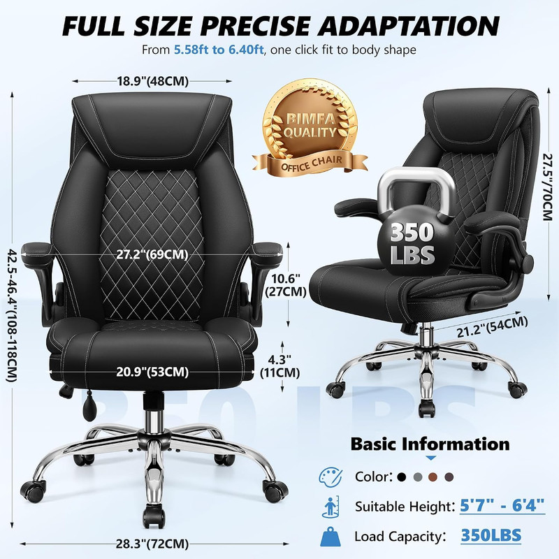 Office Chair, Big and Tall Ergonomic Desk Chair, Executive Leather Computer Chai gallery