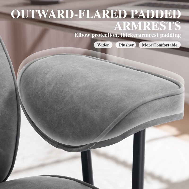 Home Office Desk Chair Retro Faux Leather Chair with Lumbar Support &Rubber W... gallery