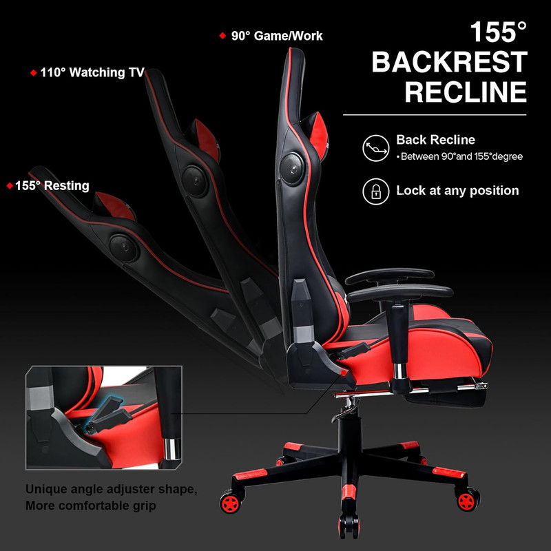 Ergonomic Gaming Chair with Footrest, Speakers & Bluetooth for Ultimate Comfort gallery