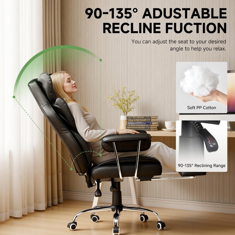 Big and Tall Office Chair, High Back Leather Gaming Chair with Footrest, Exec... gallery
