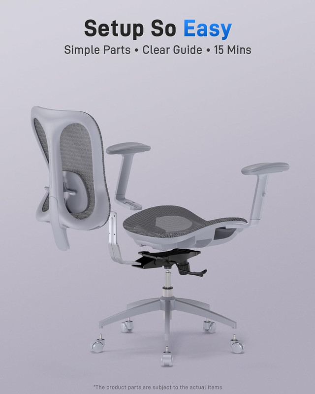 Comfortable Ergonomic Office Chair with Lumbar Support & Mesh Back - Gray gallery