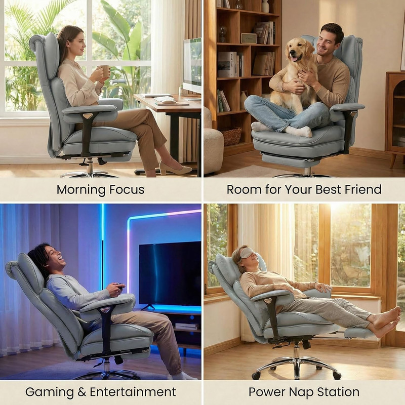 Extra Wide Big & Tall Desk Chair 400lbs with 3D Armrests & Footrest gallery