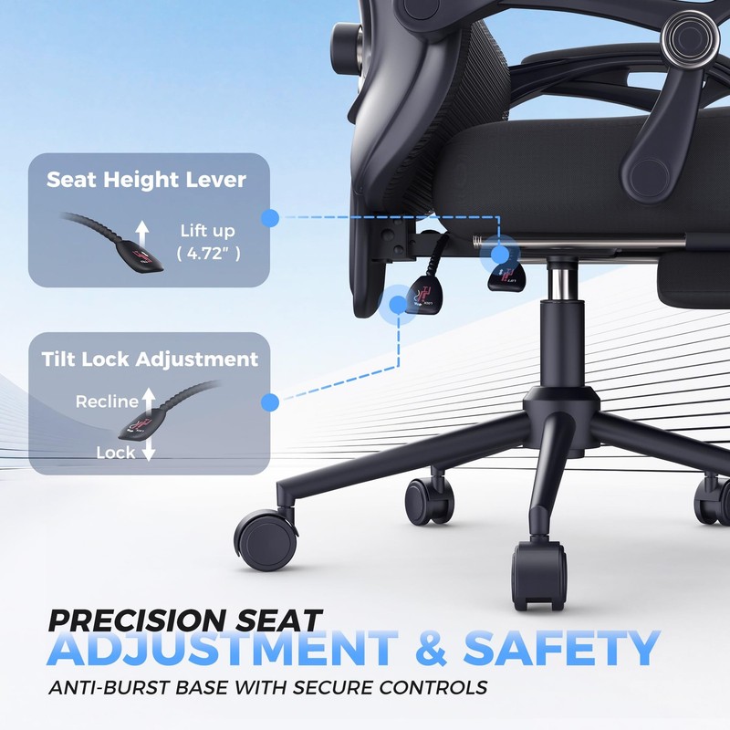 Ergonomic Office Chair with Footrest - Adjustable Lumbar Support & Headrest, ... gallery