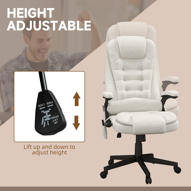 6 Point Vibrating Massage Office Desk Chair Executive with Heat Linen High Back gallery