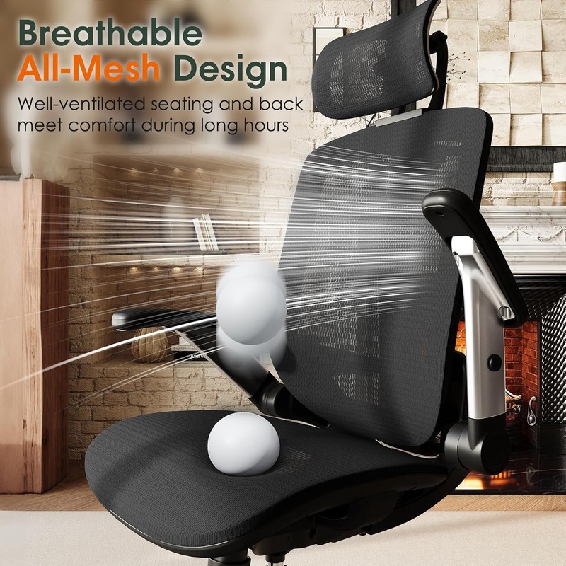 Ergonomic Office Chair, High Back Home Desk Chair with Headrest, Flip-Up Arms... gallery
