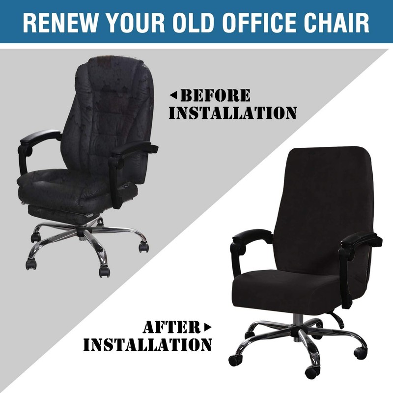 Velvet Home Office Stretchable Computer Desk Chair Covers Mid High Back Black gallery