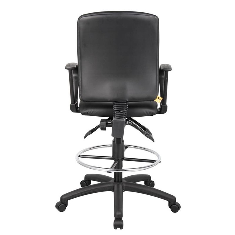 Scranton & Co LeatherPlus Drafting Stool with Loop Arms and Footring in Black gallery