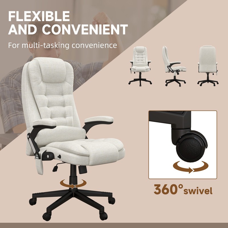 6 Point Vibrating Massage Office Desk Chair Executive with Heat Linen High Back gallery