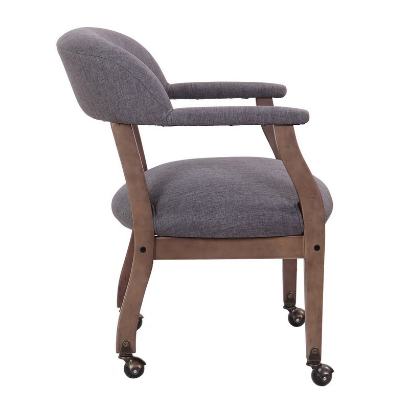 Boss Modern Captain's Chair in Slate Grade Commercial Grade Linen With Casters gallery