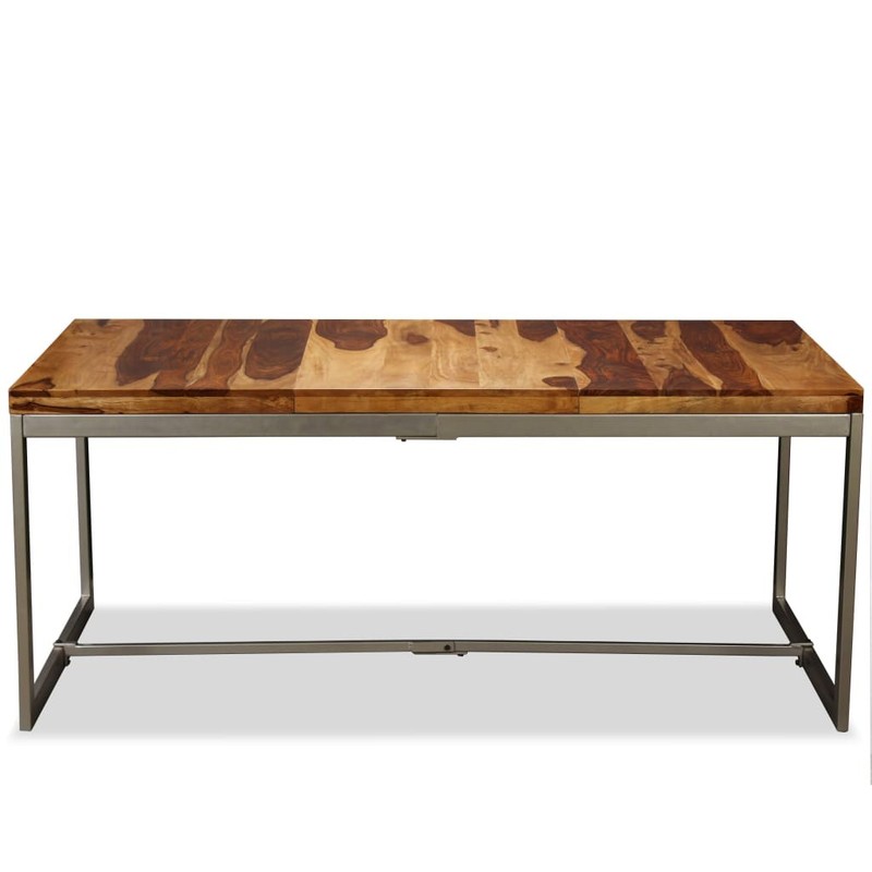 Dining Table Kitchen Wooden Dinner Table Solid Acacia Wood and Steel vidaXL gallery