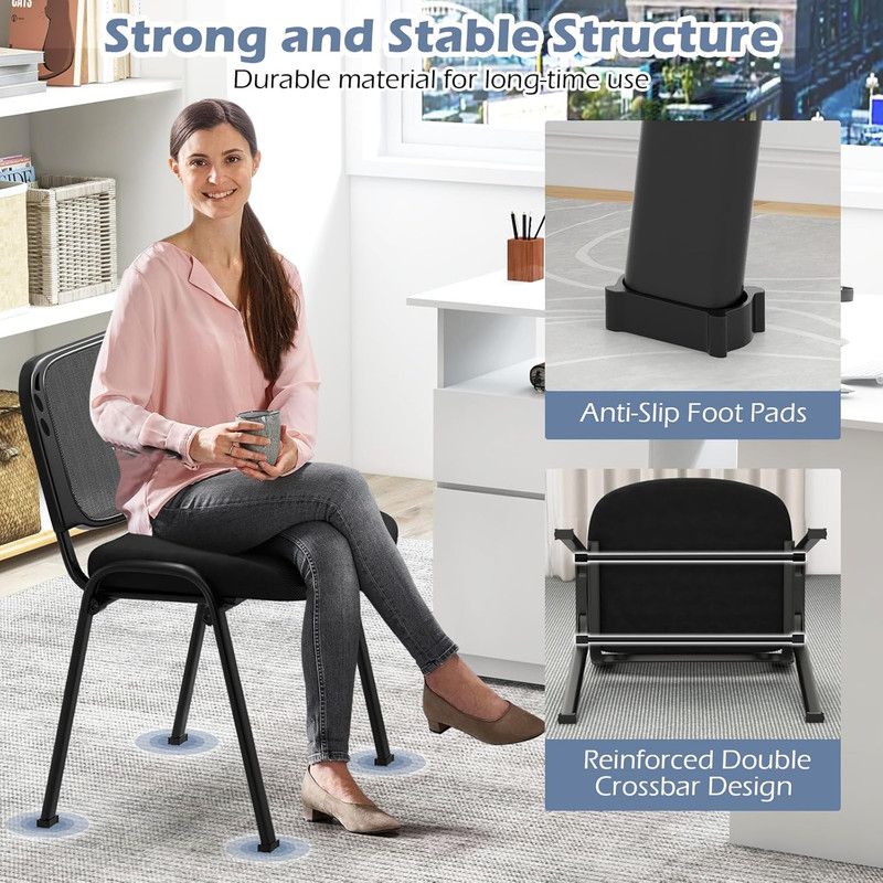 Set of 5 Stackable Conference Chairs with Mesh Backrest & Upholstered Seat gallery