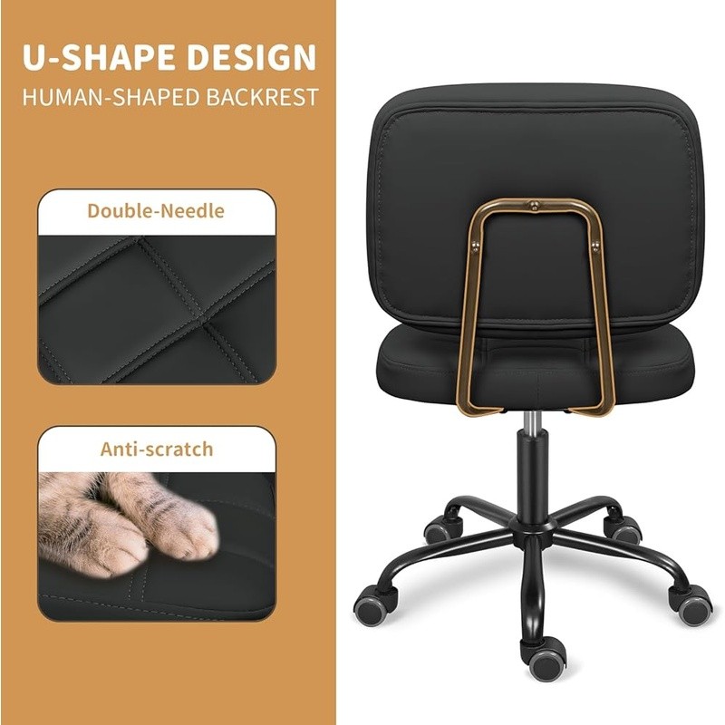 Armless Rolling Office Chair Ergonomic Drafting Chair 360° Swivel Adjustable New gallery