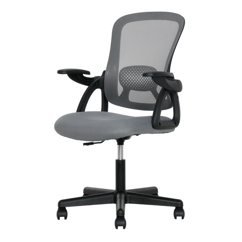 Mainstays Ergonomic Mesh Office Chair Flip Up Arms Grey Fabric 275lb Capacity gallery