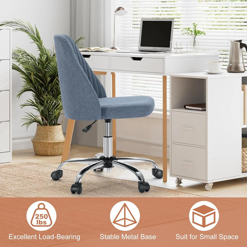 Office Chair, Comfy Desk Chair Rolling Vanity Swivel Task Chairs with Wheels, Wi gallery