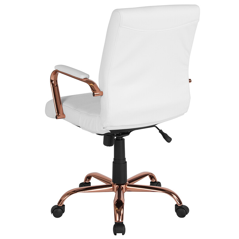 Mid-Back White LeatherSoft Executive Office Chair with Rose Gold Frame & Arms gallery