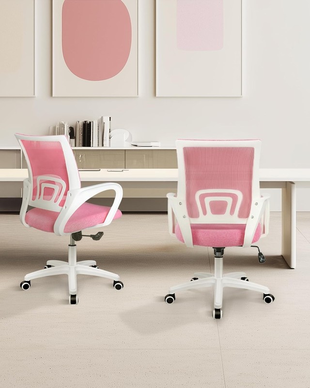 Comfortable Pink Gaming Chair - Ergonomic Design with Adjustable Height & Wheels gallery