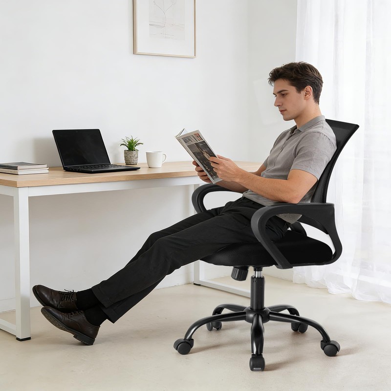 Office Desk Chair - Ergonomic Mid Back with Lumbar Support & Rocking Mode, He... gallery