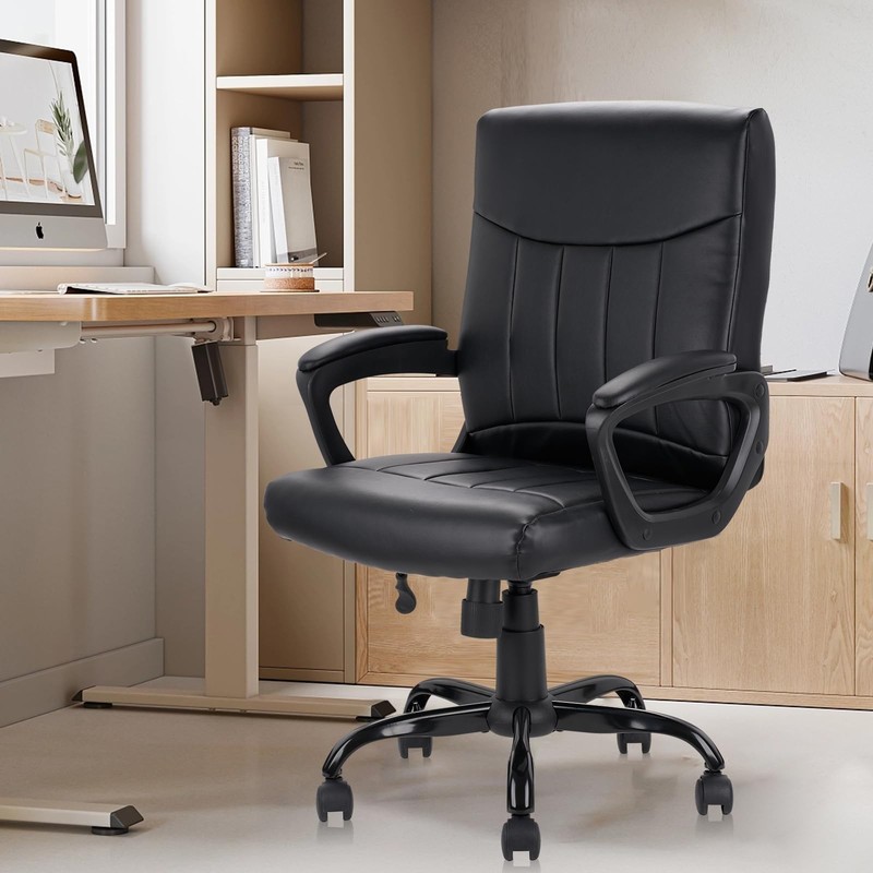 CLATINA Mid Back Leather Office Executive Chair with Lumbar Support and Padded gallery