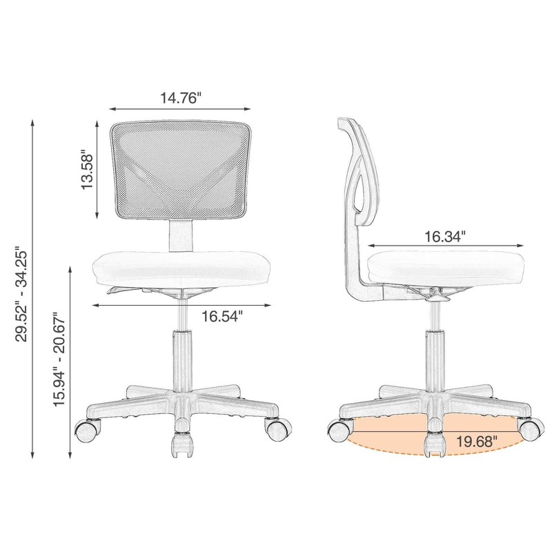Low-Back Mesh Office Chair W/ Lumbar Support Armless Swivel Rolling Chair gallery